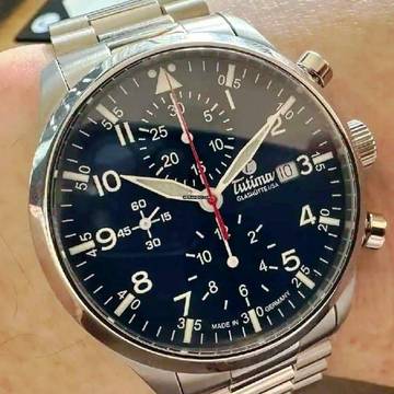  Tutima Flieger Legacy T5 Chronograph Ttan black 2025 NEW FULL SET 