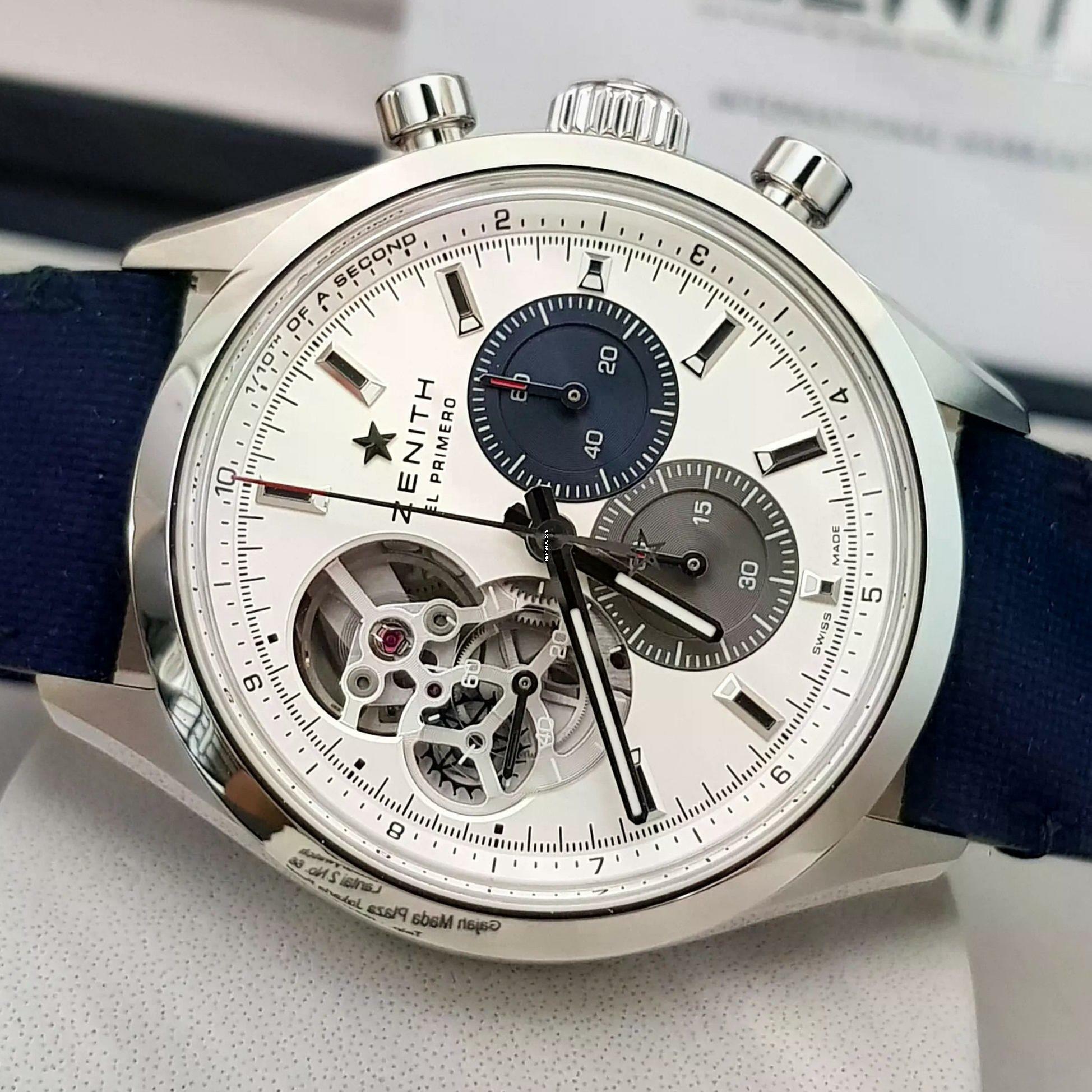  Zenith Chronomaster Open Automatic silver 39.5 Mm NEW FULL SET 