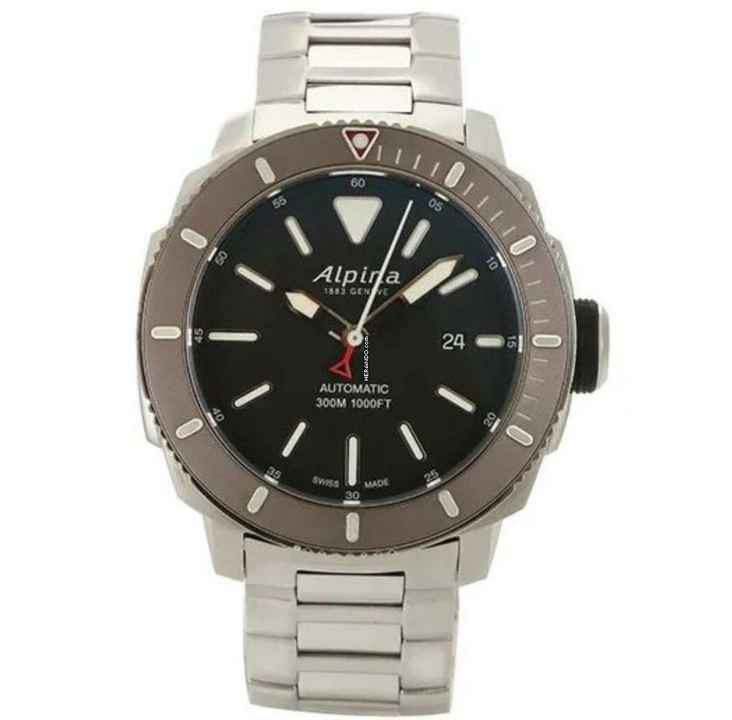  Alpina Seastrong DIVER 300 AL525X4TVS6 Stahl Stahl ZB schwarz Lünette braun 44 mm neuwertig 