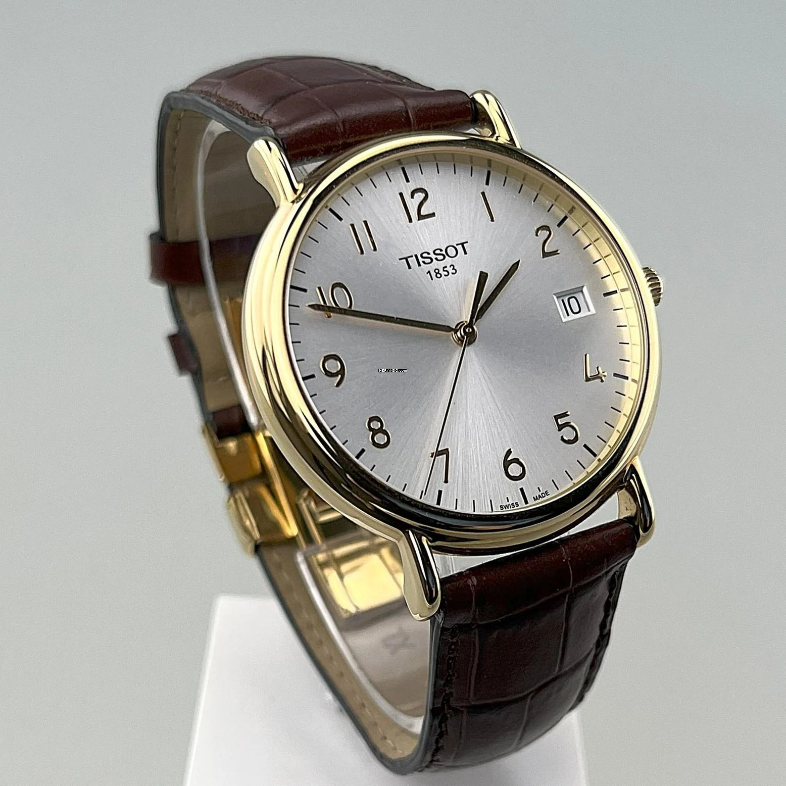 TISSOT CARSON 18 K / 750 Gelbgold Lederband Faltschließe Full Set Quarz