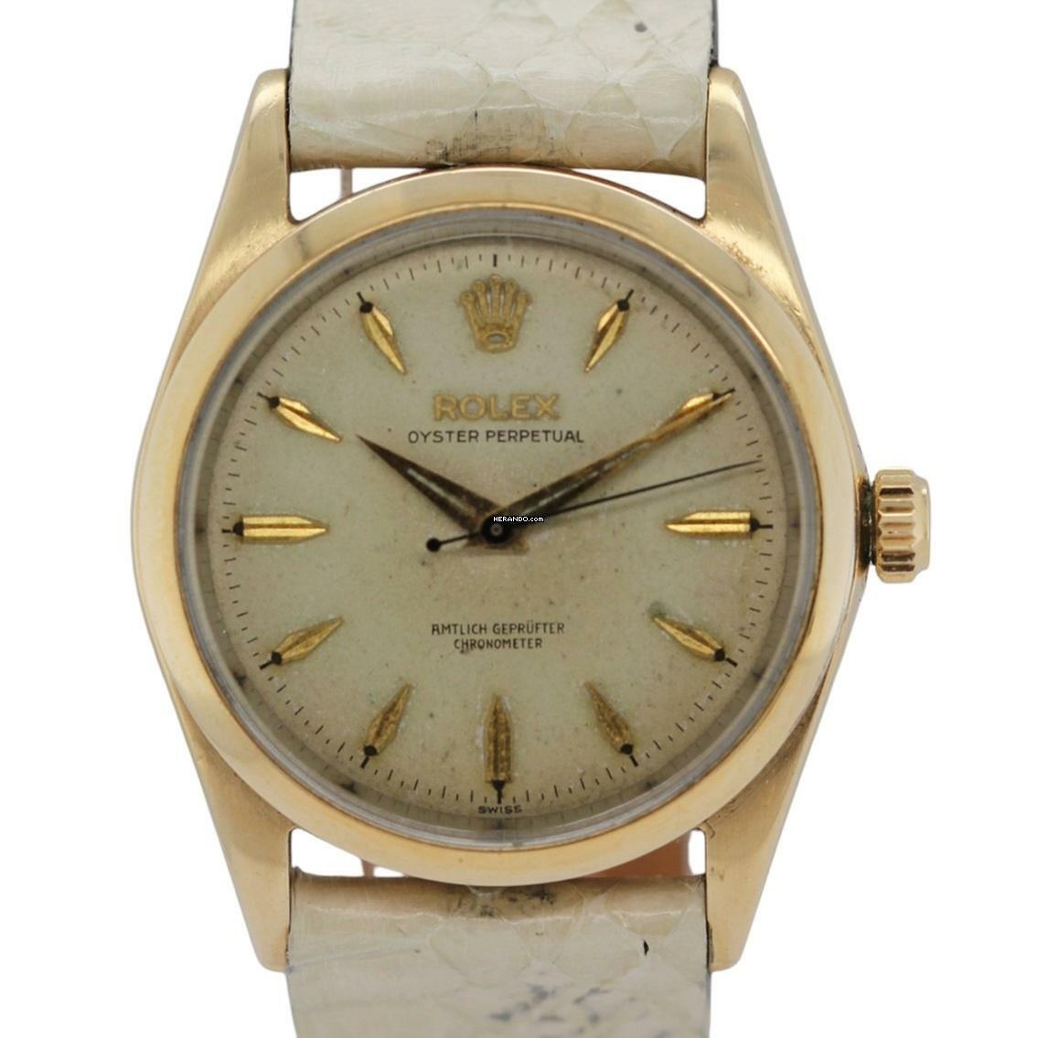  Rolex Oyster Perpetual 34 Ref.6634 Amtlich geprüfter Chronometer Radium dial with very rare german text  