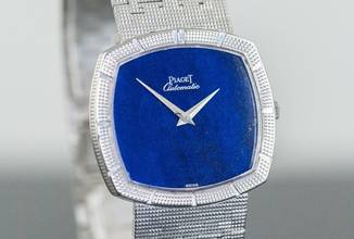 Thumbnail von Piaget very rare TV Screen | 12427 A 4 | Clous De Paris | Lapis Lazuli dial | white gold </h1>