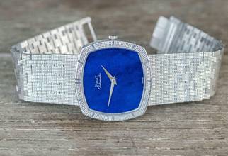 Thumbnail von Piaget very rare TV Screen | 12427 A 4 | Clous De Paris | Lapis Lazuli dial | white gold </h1>