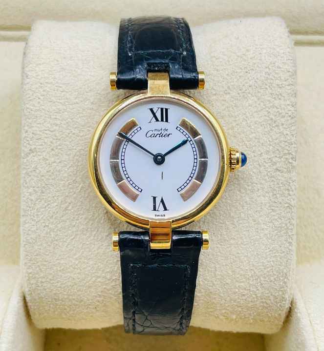  Cartier Vendome Gold Mantel Damenuhr Tank Vermeil 925 SILVER GOLD PATED WITH PAPERS and FOLDING CLASP 