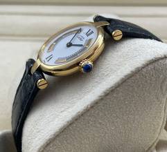 Thumbnail von Cartier Vendome Gold Mantel Damenuhr Tank Vermeil 925 SILVER GOLD PATED WITH PAPERS and FOLDING CLASP