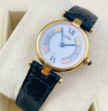 Thumbnail von Cartier Vendome Gold Mantel Damenuhr Tank Vermeil 925 SILVER GOLD PATED WITH PAPERS and FOLDING CLASP