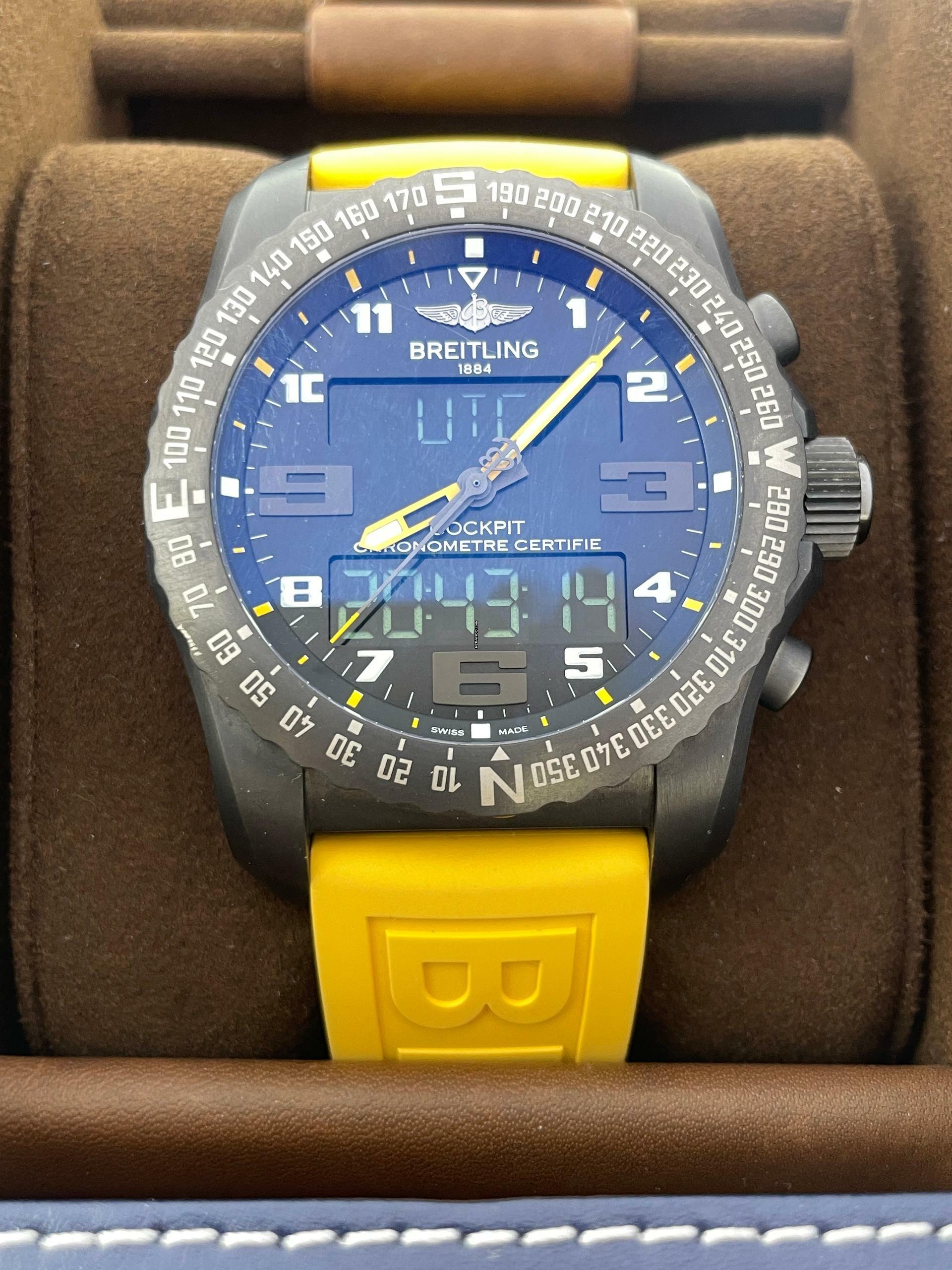  Breitling Cockpit B50 Night Mission YELLOW RUBBER STRAP with Box & Papers Top condition </h1> 