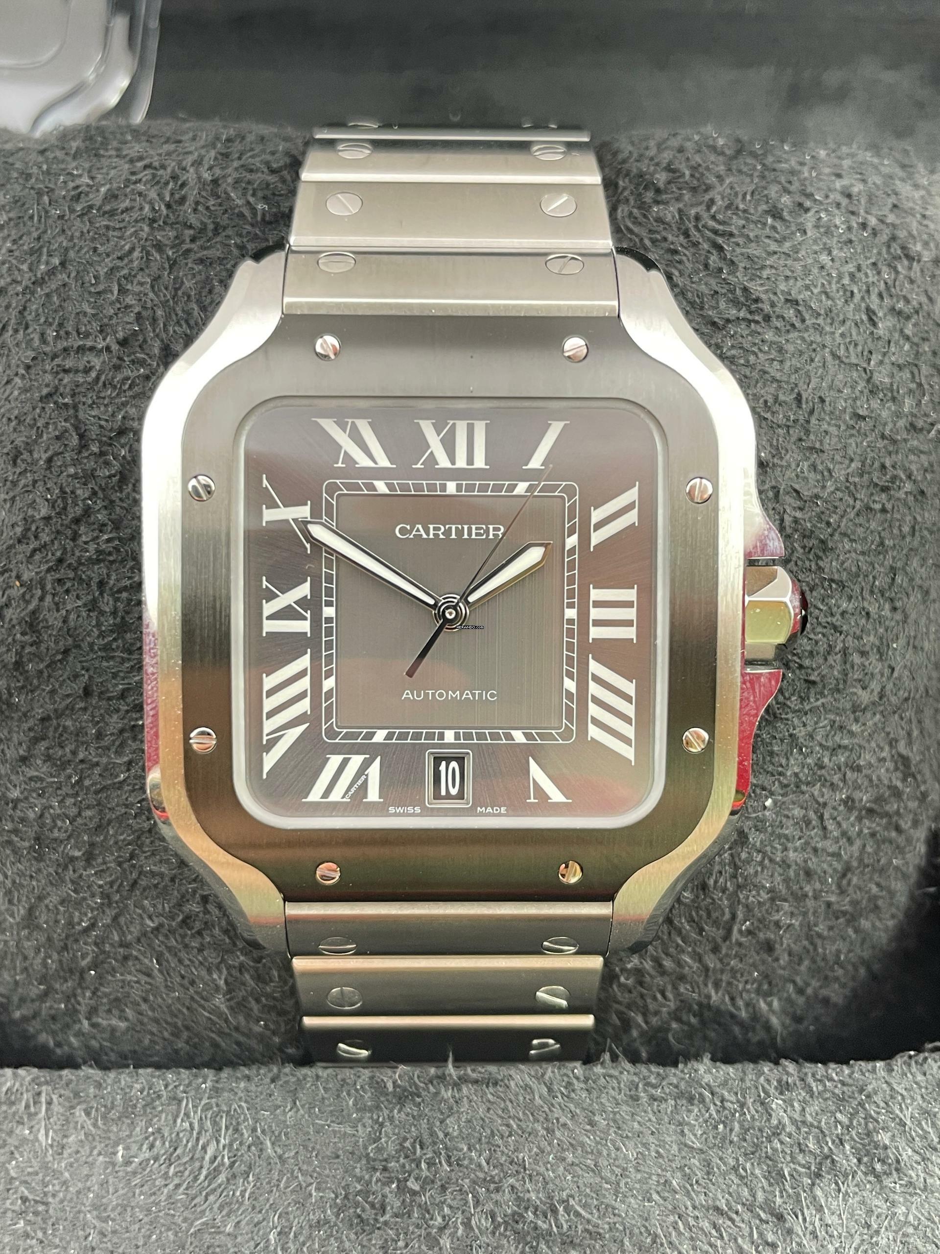 Cartier Santos DARK Grey DIAL NEW UNWORN FULL SET Large Size with BOX&PAPERS 2024