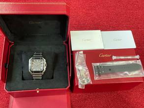 Thumbnail von Cartier Santos DARK Grey DIAL NEW UNWORN FULL SET Large Size with BOX&PAPERS 2024