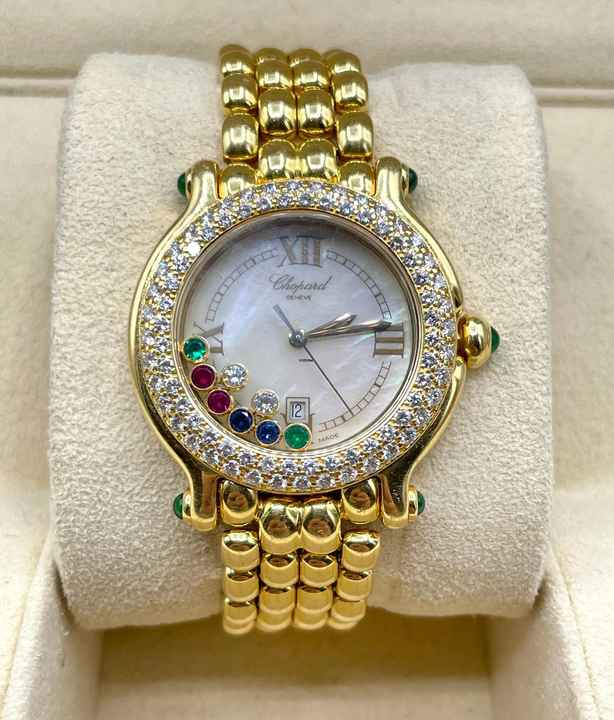  Chopard Happy Sport Yellwogold 18Kt. Factory Diamonds Quartz with Papers Top Condition </h1> 
