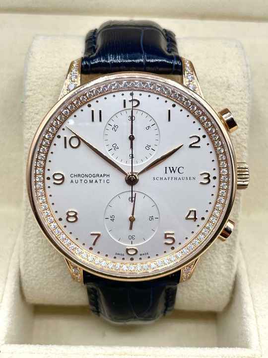  IWC Portugieser Chronograph Rosegold 18Kt. TOP CONDITION factory diamonds setting 