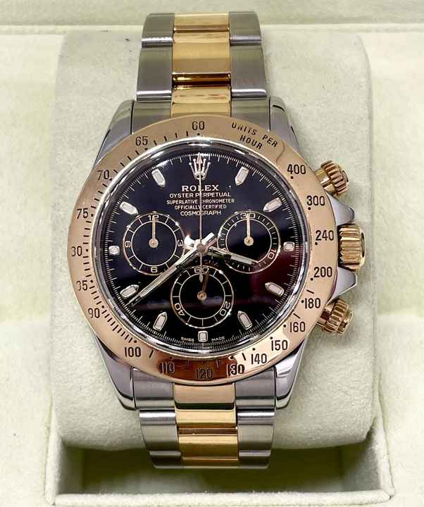  Rolex Daytona Steel/Gold Black Dial Year: 2007 with Orig. Papers 