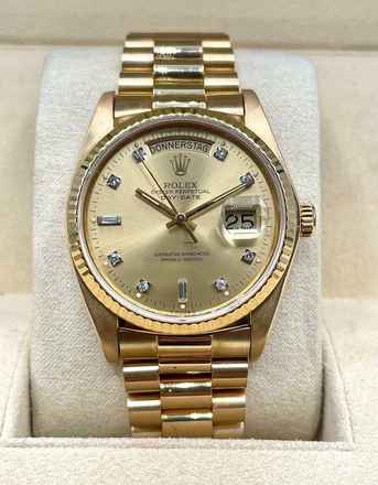  Rolex Day-Date 36 Gold 18Kt. President perfect condition-NO STRETCH Champagne Diam. Dial </h1> 