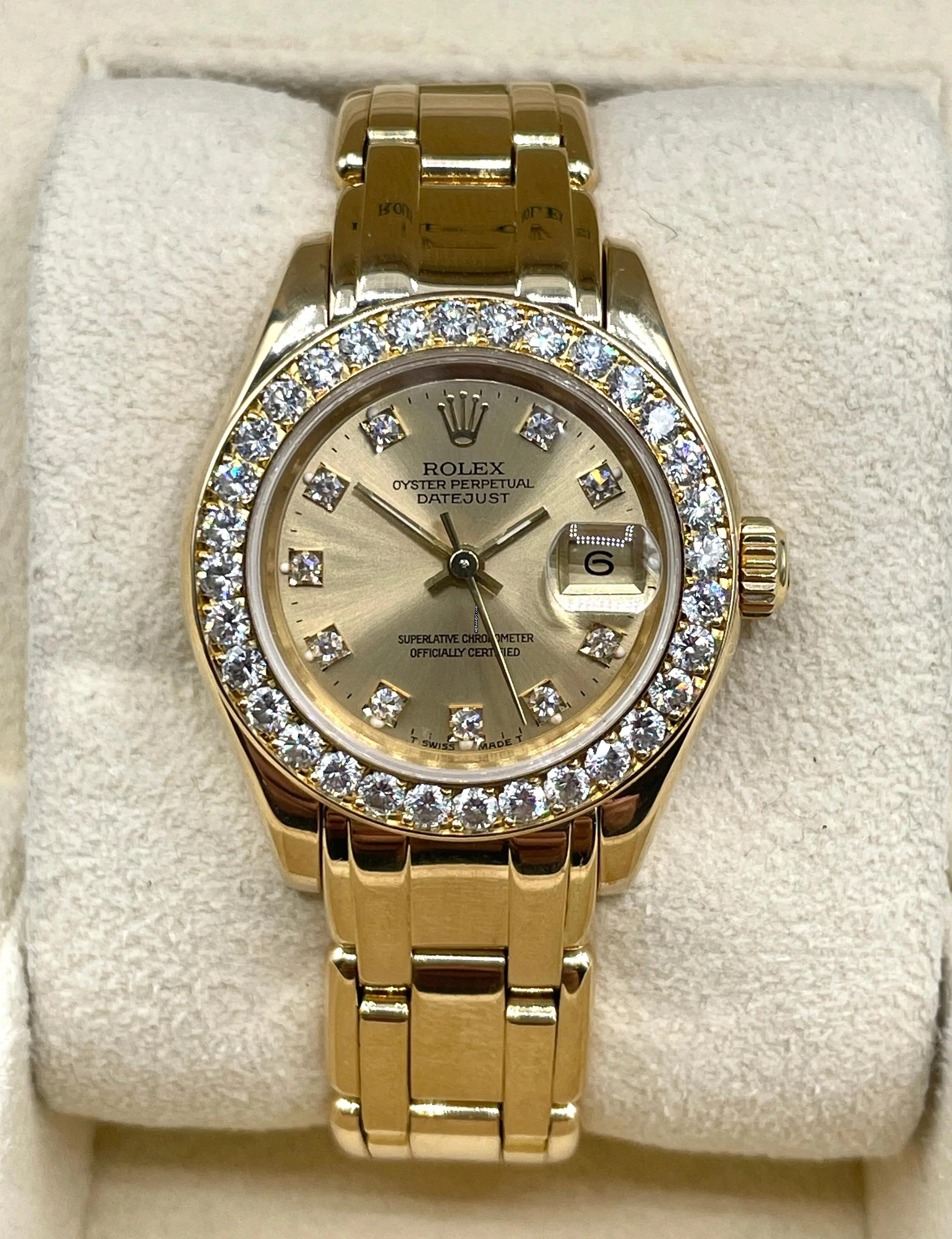 Rolex Lady-Datejust Pearlmaster 29mm NICE CONDITON 18KT GOLD Original-Factory Diamond Setting
