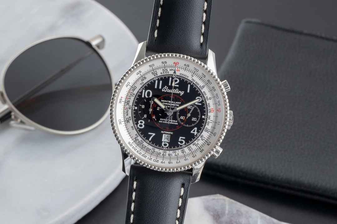  Breitling Montbrillant Navitimer Montbrillant Chronograph Limitiert 18K Weissgold Ref J35330  