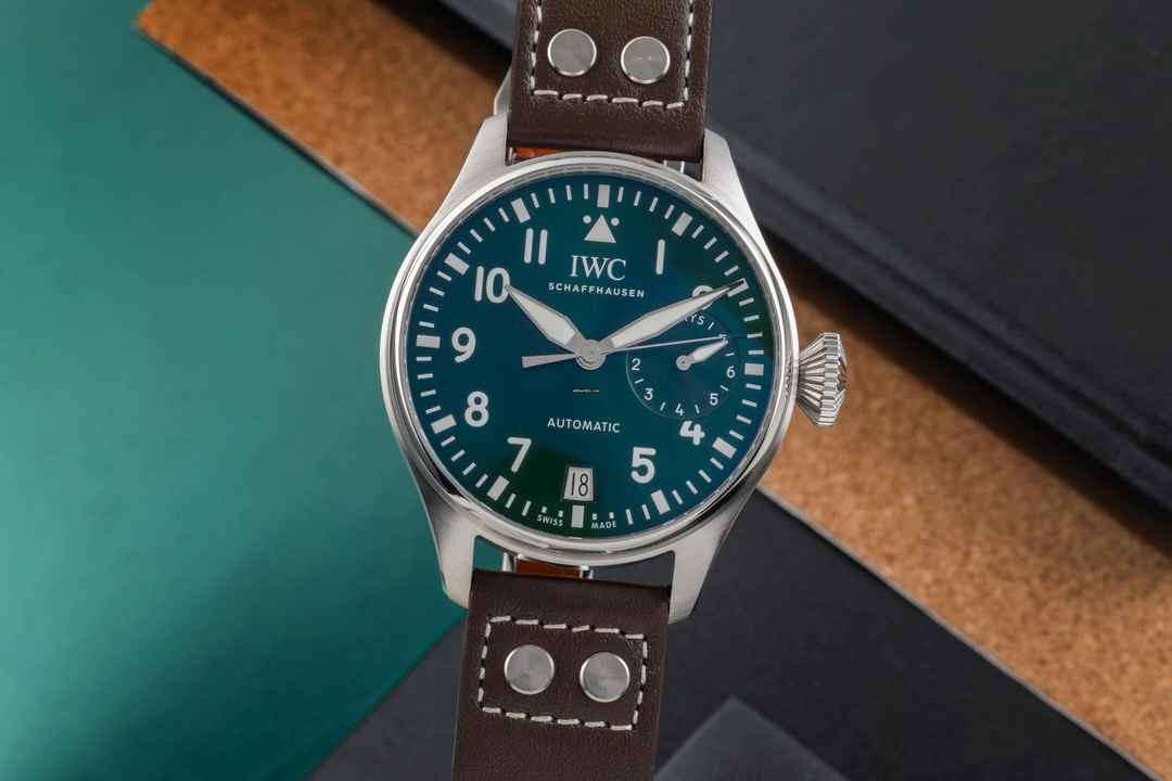  IWC Große Fliegeruhr Big Pilot Stahl Automatik Green Dial Herrenuhr Ref. IW501015 NP. 13900   