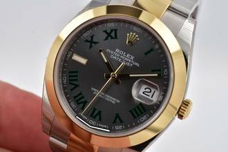 Thumbnail von Rolex Datejust 41 126303 Wimbledon Dial Green LC100 Stickers 18k Yellow Gold </h1>