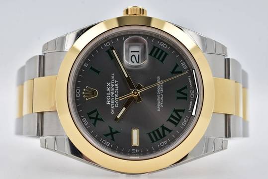  Rolex Datejust 41 126303 Wimbledon Dial Green LC100 Stickers 18k Yellow Gold </h1> 