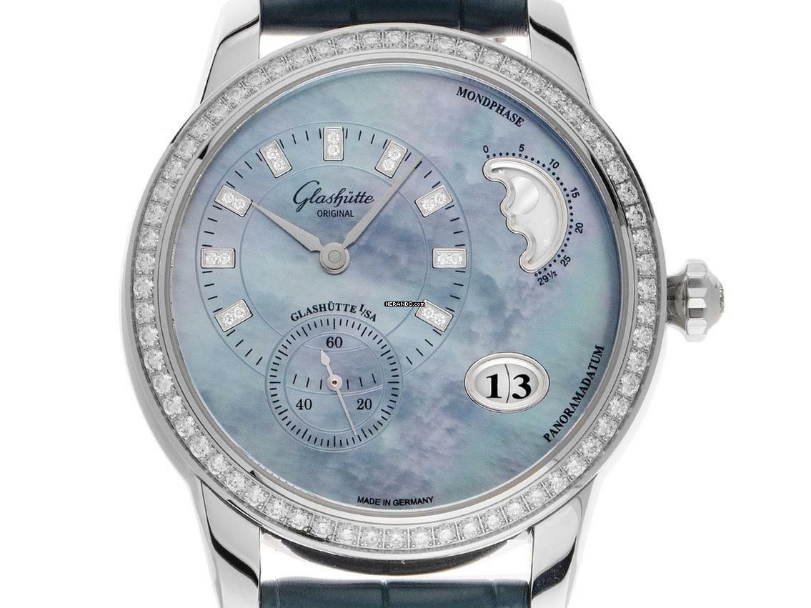 Glashütte Original PanoMatic Luna Großdatum Ref.1-90-12-03-12-02 Full Set Ungetragen