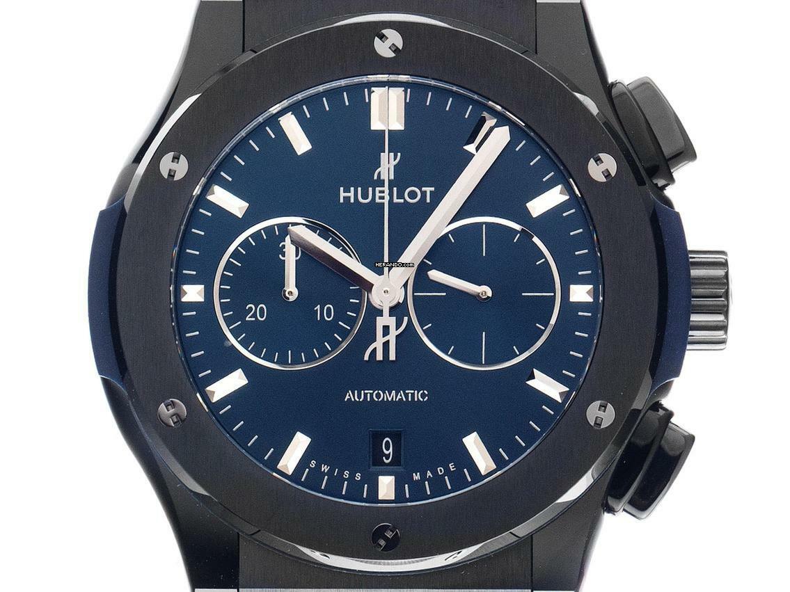  Hublot Classic Fusion Chronograph Ceramic Blue Ref.541.CM.7170.RX 2025 Full Set Ungetragen 