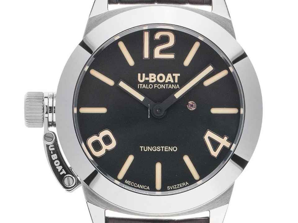  U-Boat Classico Italo Fontana Classico Stratos 40BK Stahl Handaufzug Armband Leder 40mm Ref.9002 Box&Pap. Full Set Neu 