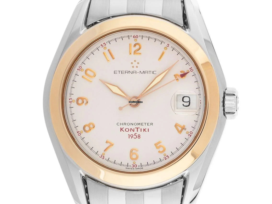  Eterna Matic Kontiki 1858 red Ref.1573-47 2000 original Box wie Neu Vintage 