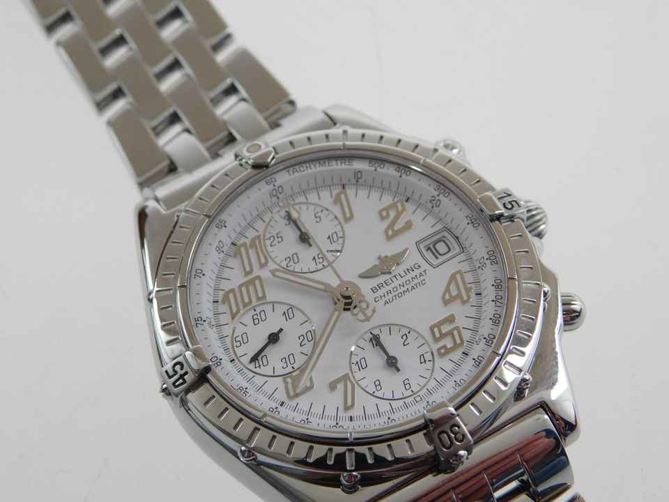  Breitling Chronomat Vitesse Stahl mit Pilotband und weißem Zifferblatt 39mm Automatik </h1> 