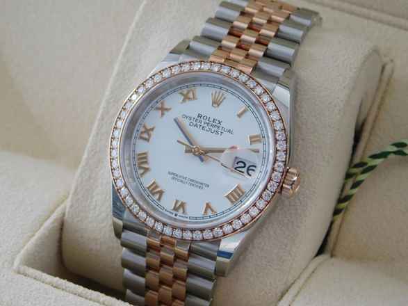  Rolex Datejust 36 Stahl Rosegold mit original Brillant Lünette Full Set LC 100 wie Neu 