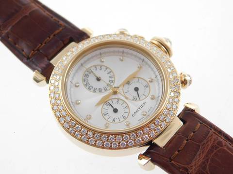  Cartier Pasha de Cartier Chronograph mit original Brillantbesatz im Full Set wie Ladenneu 