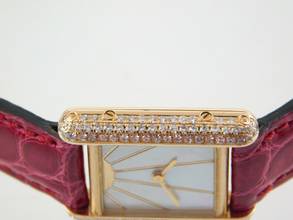 Thumbnail von Cartier Tank Louis Cartier 18 Karat Sunset Spezial mit original Brillantbesatz im Full Set wie NEU