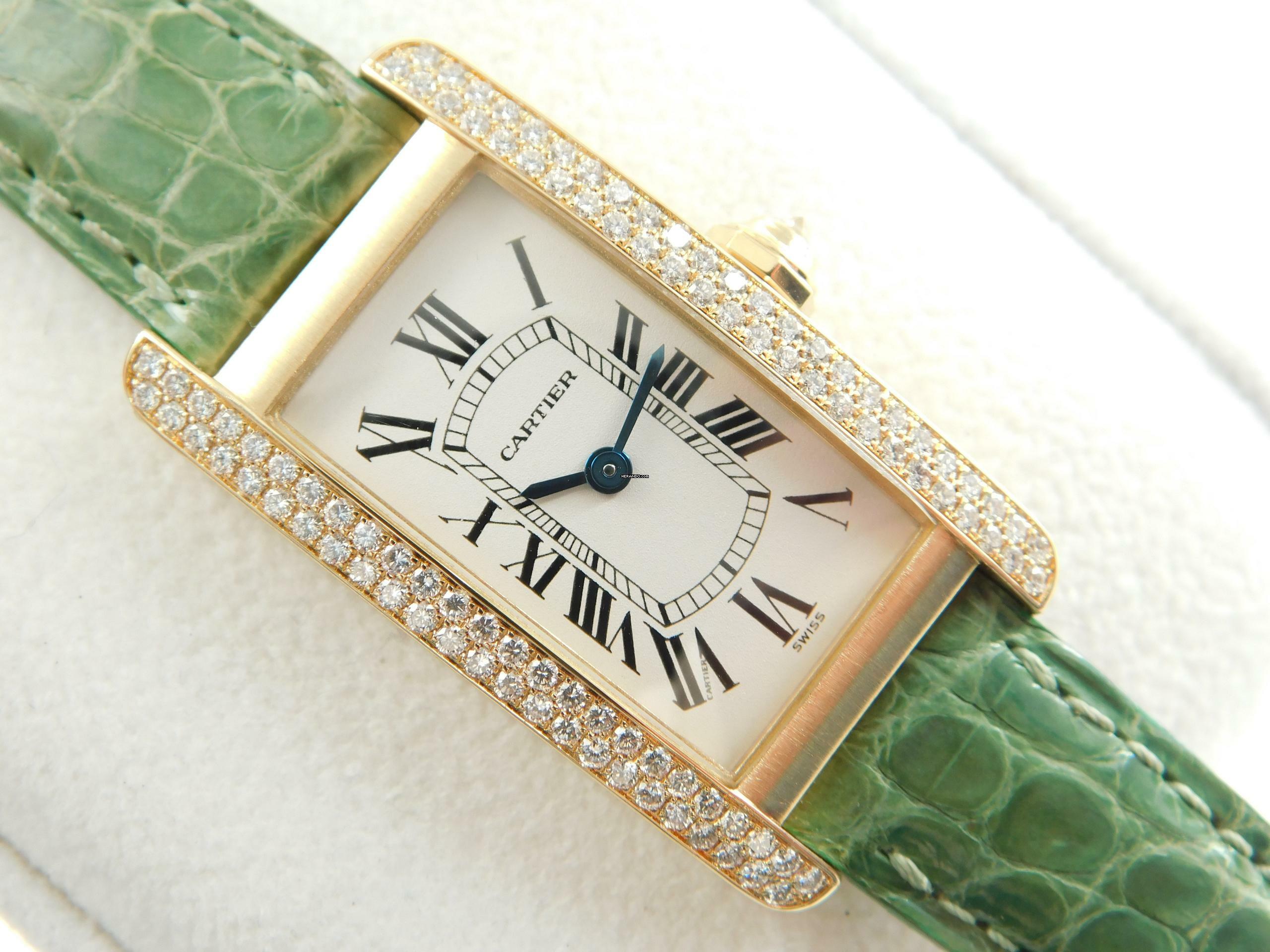 Cartier Tank Américaine 18 Kt Gelbgold Tank Américaine mit original Brillantbesatz & Faltschließe Tresoruhr Full S </h1>