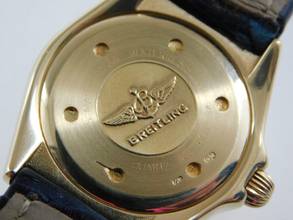 Thumbnail von Breitling Callistino 18 Kt Gelbgold Callistino mit original Brillantlünette Damenuhr 28mm im Top Zustand </h1>