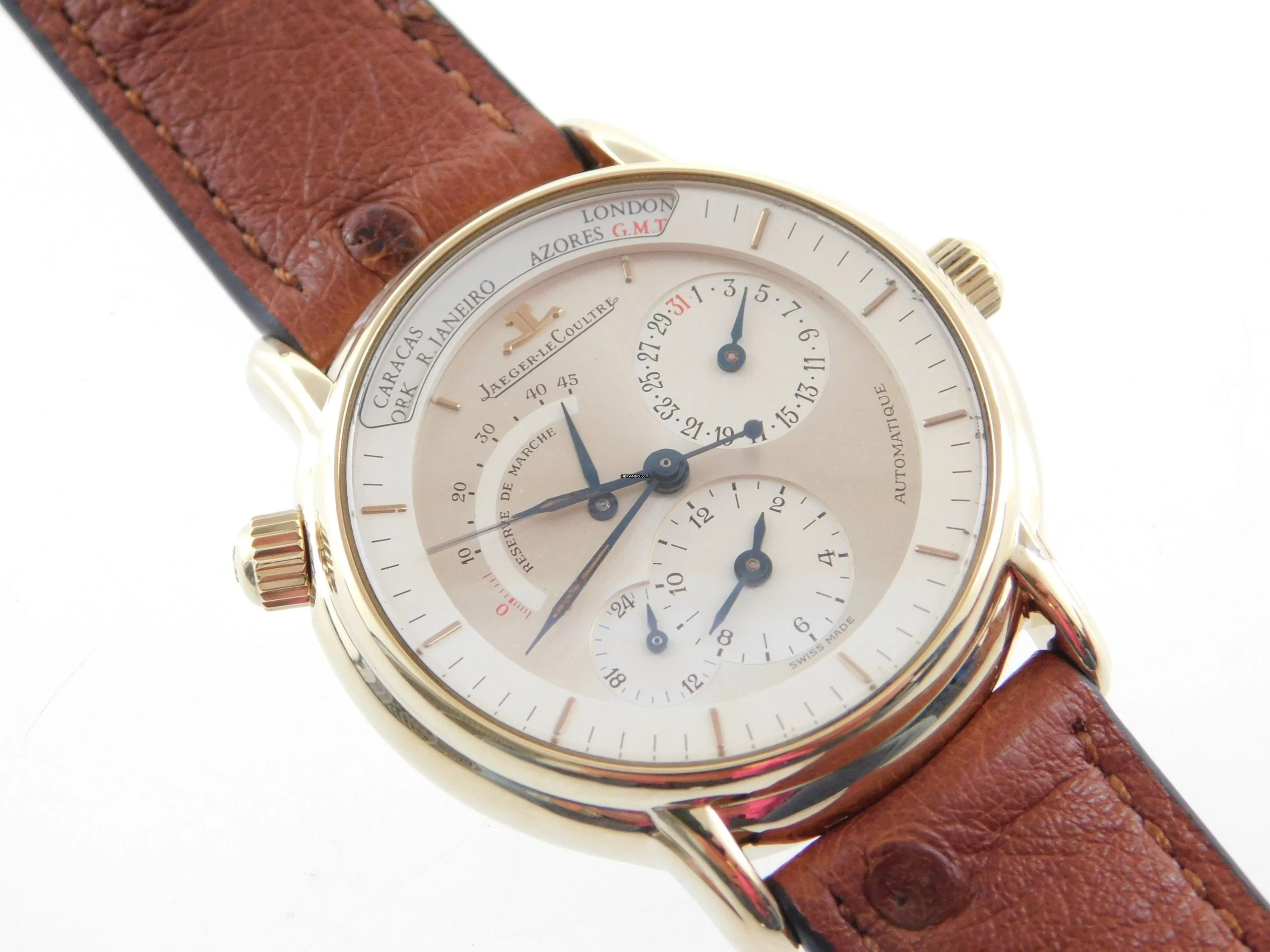 Jaeger-LeCoultre Master Geographic 18K Gold Automatik Herrenuhr im Best Zustand 38mm </h1>