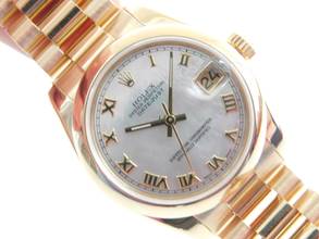 Thumbnail von Rolex Datejust 31 18 Karat Gelbgold 31 mm Datejust FULL SET LC 100 Wie Neu Perlmuttblatt & Präsidentenband