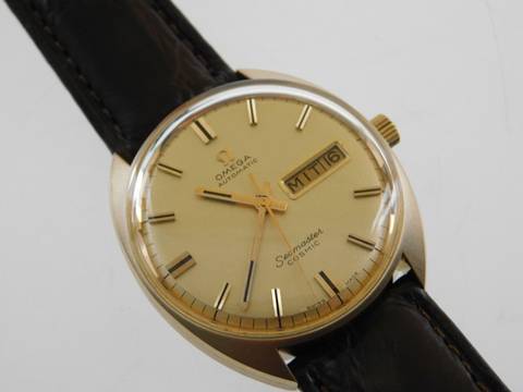  Omega Seamaster massiv 18 Karat Gelbgold Automatik 35 mm Cal 752 Tool 107 v. 1969 