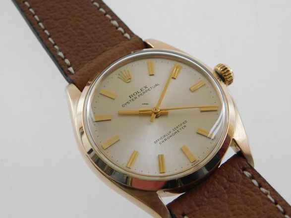  Rolex Oyster Perpetual 34 Medium massiv 18 Kt Gelbgold 34 mm v 1959 im Top Zustand </h1> 