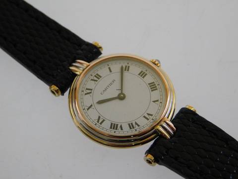  Cartier Trinity Vendome Paris massiv 18 Karat Gelbgold Lady 25 mm mit original Band und Schließe 
