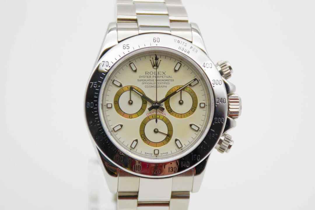  Rolex Daytona Panna Cream Lemon Dial Thin Hands mit neuem Rolex Service und NFC Karte  