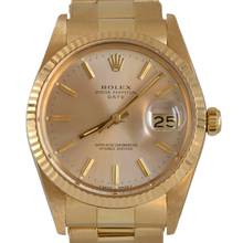 Thumbnail von Rolex Oyster Perpetual Date 15038 silver dial yellow gold 18KT 1985's </h1>