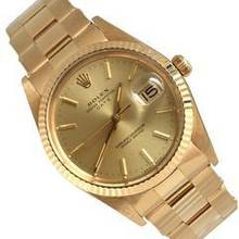 Thumbnail von Rolex Oyster Perpetual Date 15038 silver dial yellow gold 18KT 1985's </h1>