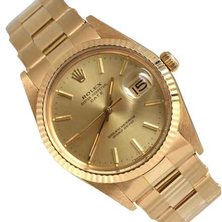  Rolex Oyster Perpetual Date 15038 silver dial yellow gold 18KT 1985's </h1> 