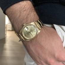 Thumbnail von Rolex Oyster Perpetual Date 15038 silver dial yellow gold 18KT 1985's </h1>