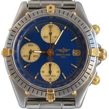 Thumbnail von Breitling Chronomat 81950 chronograph blue navy dial steel Full Set 1991’s </h1>