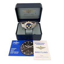 Thumbnail von Breitling Chronomat 81950 chronograph blue navy dial steel Full Set 1991’s </h1>