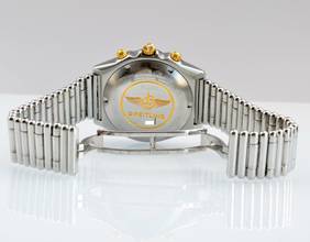 Thumbnail von Breitling Chronomat 81950 chronograph blue navy dial steel Full Set 1991’s </h1>