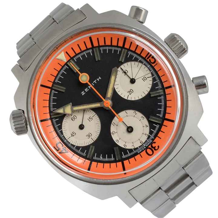  Zenith Diver chronograph A3736 Super Sub Sea orange dial 1970's </h1> 