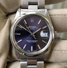 Thumbnail von Rolex Oyster Perpetual Date 15000 blue purple dial Full Set 1981’s </h1>