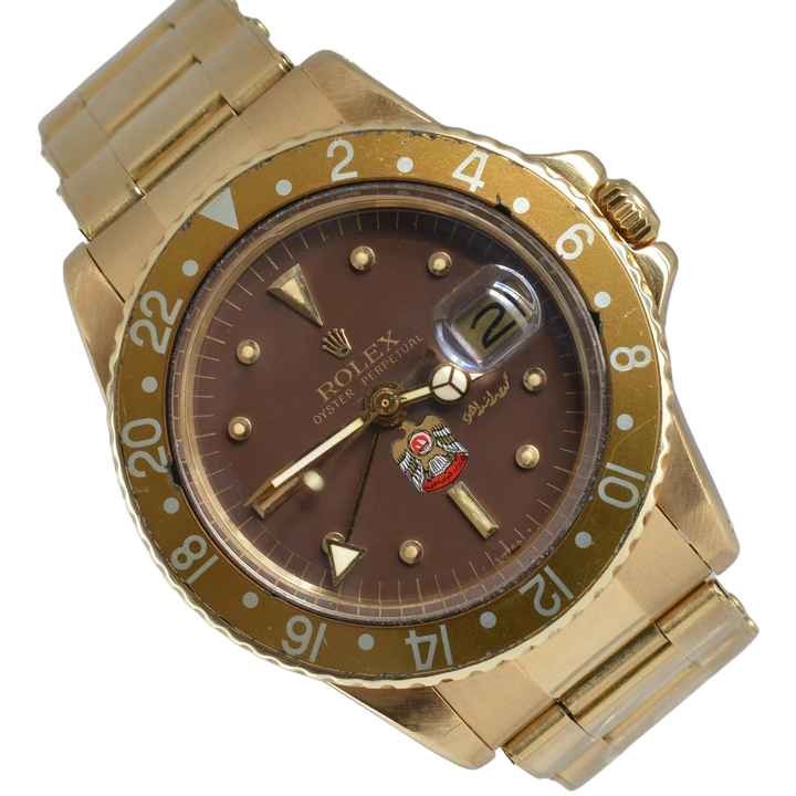  Rolex GMT-Master 1675 UAE Qurayash Hawk dial by Mohammed bin Rashid Al Maktoum 1972's </h1> 