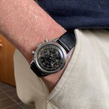 Thumbnail von Movado Chronograph Sub Sea caliber M95 Tropical black dial 1950’s </h1>