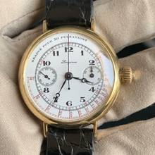 Thumbnail von Longines Chronograph Grands Prix Monopusher Porcelain dial gold 18KT 1930's </h1>